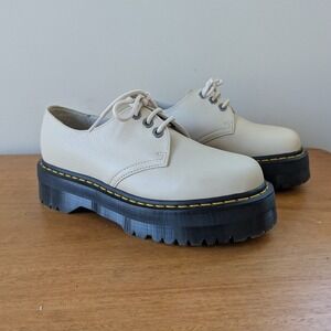 Dr. Martens 8053 Quad Platform Pisa Leather Shoes Parchment Beige 30612 US 9 L